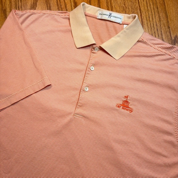 Fairway & Greene Other - Fairway & Greene Old Waverly Polo Mens L Orange Striped Mercerized Cotton Golf